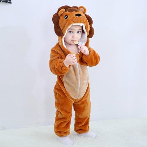 3-24M Babysuits New Autumn and Winter Flannel Rompers One-piece Clothes Cartoon Zipper Childrens Animal Loose Style Costumes