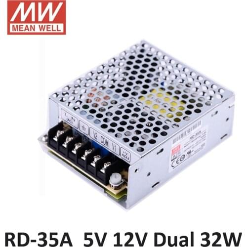 Original Mean well RD-35A 32W 5V 4A 12V 1A Dual output Meanwell Power Supply 85-264VAC input 5V 12V DC Power supply adjustable