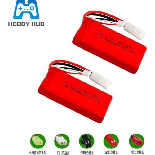 7.4V 2800mAh Lipo Battery For Huanqi 948 FT009 144001 Remote Control Boat Car Parts 2s 7.4v battery EL-2P Plug