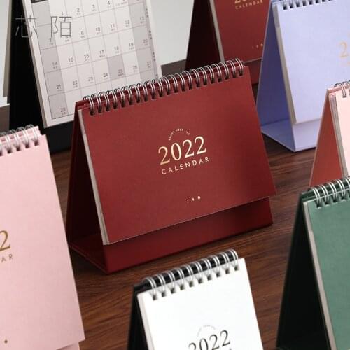 2022 NEW Kawaii Cute 3 Size Solid Color Gold Calendar Coil Schedule Creative Desk Table Dates Reminder Timetable Planner sl3062