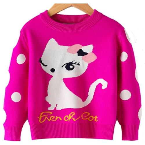2-7Y Christmas Winter Baby Girls Sweaters Woolly Jumper Coat Kids Knitting Pullovers Tops Long Sleeve Knitwear Children Clothes