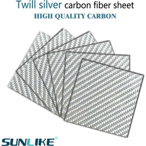 195x240mm 3K Colored carbon fiber plate panel board carbon fiebr sheet silver twill weave plate glossy matte full carbon fiber
