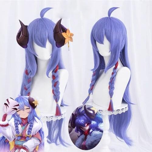 Spirit Blossom Kindred Wig LoL Cosplay Blue Purple Red Braided Synthetic Hair 80cm Long Wig Women NEW Kindred Cosplay Halloween