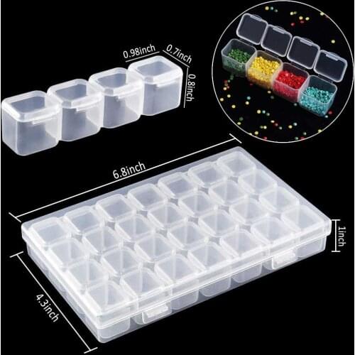 28 Slots Plastic Storage Box Diamond Painting Kits Nail Art Rhinestone Tools Beads Storage Box Case Organizer Holder 2019