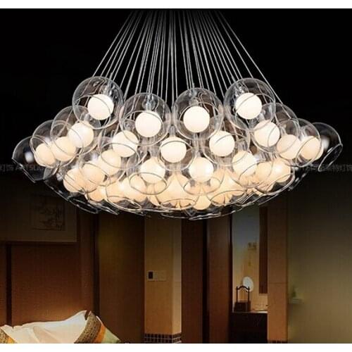 Hanging lights for dining room Round clear balls droplight Stars soap Bubble pendant lighting glass shades
