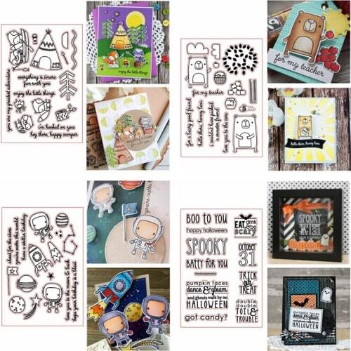 4*6inch Clear Stamps Going Fishing Foxes Tent Astronaut Spaceship Special Sentences For DIY Scrapbooking Album Craft Card 2019