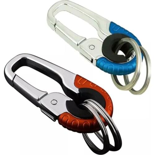 New Durable Keychain Hook Stainless Steel Buckle Outdoor Carabiner Climbing Tools Double Ring Car Fishing Keychain Keyring