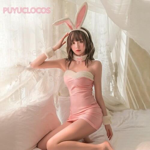 Sexy Lingeries Uniform Maid Waitress Servant Elegant Women Christmas Xmas Party Cosplay Costume Sexy Bunny Girl Dress Headband
