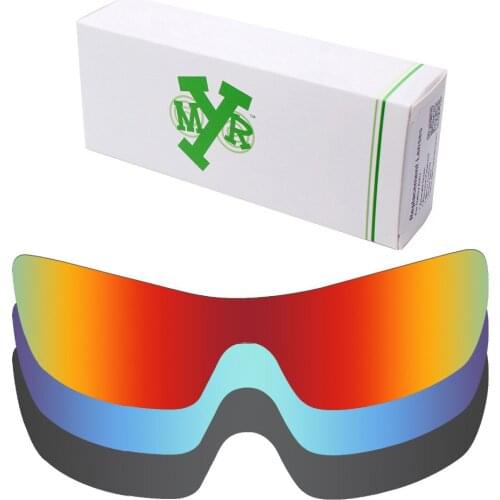 3 Pieces Mryok Anti-Scratch POLARIZED Replacement Lenses for-Oakley Batwolf Sunglasses Stealth Black & Ice Blue & Fire Red