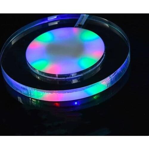 USB powered LED Cocktail Acrylic Drink Coasters Bar Beer Beverage Coaster f/Club Wedding Bar Party Decoration-Multicolor