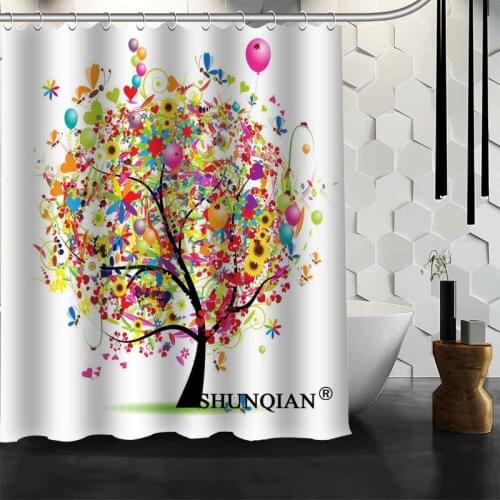 Waterproof Bathroom Curtains Modern Cartoon tree Shower Curtain polyester Bath screens Customized curtain