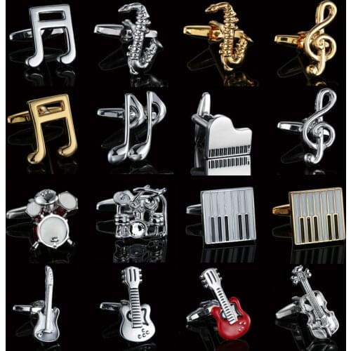 High quality rock music Cufflinks Golden silvery singer cuff button Mens tie clip Cuff Links Business French shirt accessories