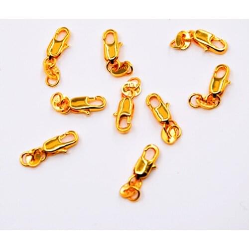 Free 24Hours HOT 20Pcs 18KG Yellow Gold Filled Lobster Clasp GF Connecter Lin Jewelry Necklace Bracelet 18KGF Stamped Tag FJ-03