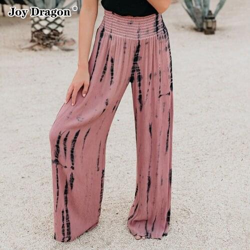 Women Fashion Straight Pants Autumn 2021 Plus Size Casual Loose Print High Waist Wide Pants Ladies Bohemian Long Fluid Trousers