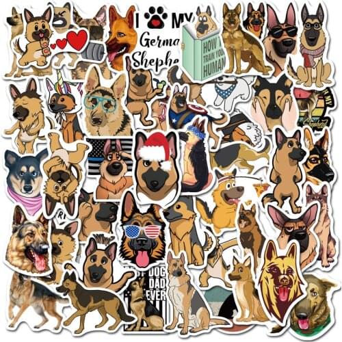 10/30/50PCS German Shepherd Doodle Bookshelf Mobile Shell Helmet Personalized Animal Cartoon Sticker Wholesale
