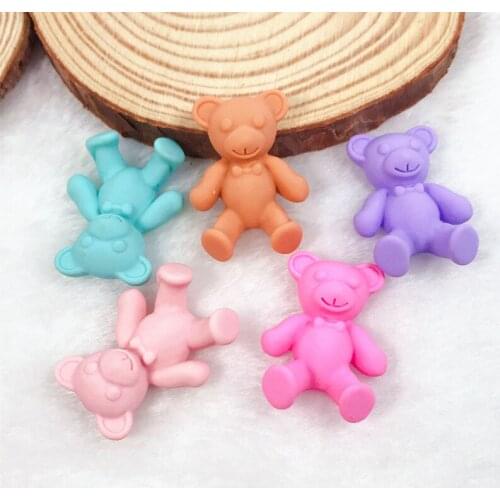 10pcs 32*23mm bear Charms flatback Resin Cabochons Glitter Candy Necklace Keychain Pendant DIY Making Accessories
