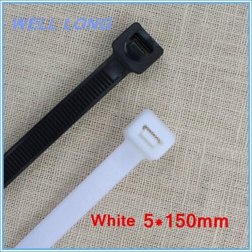 100pcs/lot 5*150mm White Nylon Wire Cable Zip Ties, Cable Ties