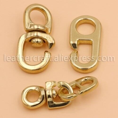 1x Metal solid brass flag pole cilp snap hooks flagpole Attachment Hardware 2 Size Keychain Strap Wallet Bag Leather Belt Hooks