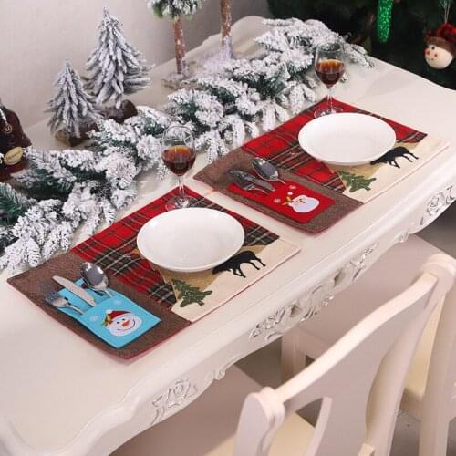 2 Pcs Christmas Table Decoration for Home Tableware Caps Cutlery Knife Fork Spoon Pocket Xmas Supplies New Year 2022 Party Decor