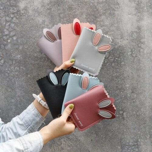 2019 Korean version of the new ladies wallet short cute rabbit ears female wallet coin purse cute wallet purses for women