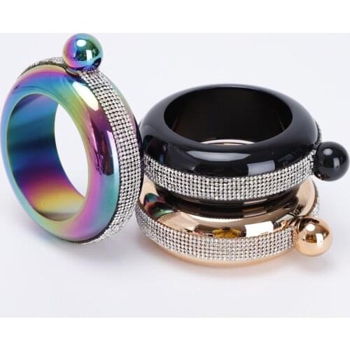 304 Stainless Steel Bracelet Bangle Flask Portable Handmade Crystal Bracelet Jug Women Party Flask Hidden Liquor Flask 3.5oz