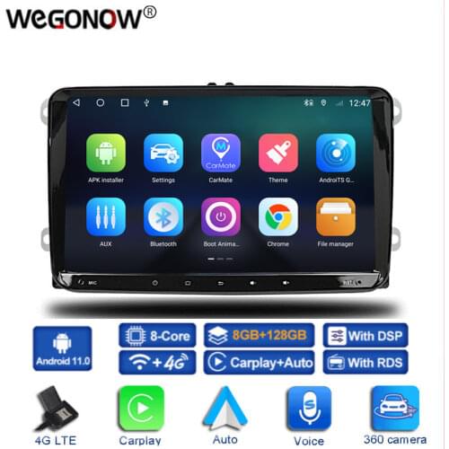 360 Camera Carplay 6G+128G Android 10.0 Car DVD Player GPS WIFI Bluetooth 5.0 RDS Radio For VW PASSAT CC Tiguan Skoda Leon Polo