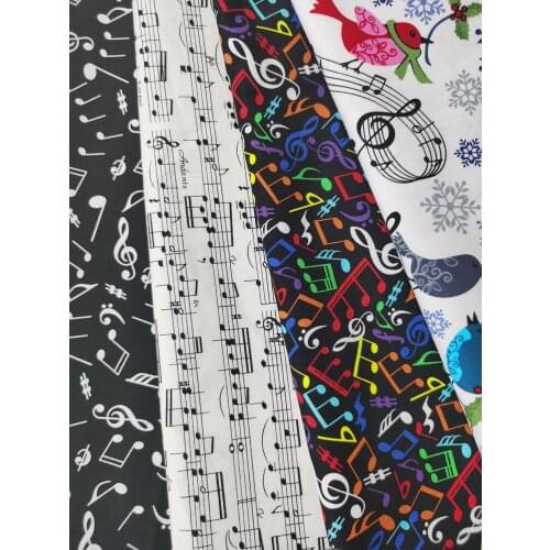 4pcs 35X25cm Colorful Music Note Bird cuckoo Stave Syllable Cotton Fabric Patchwork Tissue sewing Clothing Telas Textile