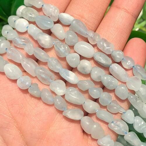5-8mm Natural Stone Irregular Genuine Blue Aquamarin Beads for Jewelry Making Loose Bead Fit DIY Necklace Bracelet 15 inches