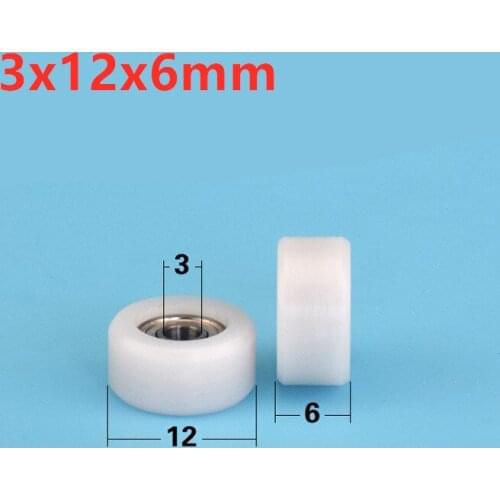 693zz Plastic-coated Micro Bearing Pulley wheel 3*12*6mm POM Plastic flat Wheel Roller for Precision Instrument Equipment