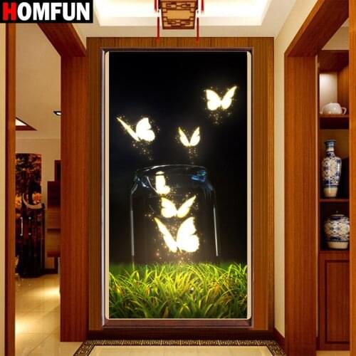 HOMFUN Diamond Painting Cross Stitch "landscape butterfly" 5D DIY Diamond Embroidery Full Square/round Rhinestone Of Picture