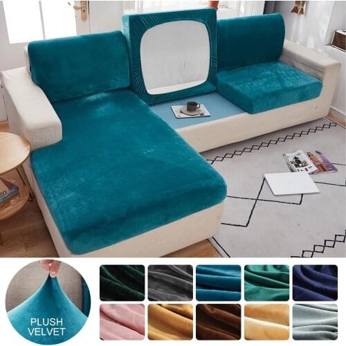 Velvet Sofa Cushion Cover Elastic for Living Room Corner Couch Cover Stretch 1/2/3/4 Seater Sofas Case Seat Slipcover
