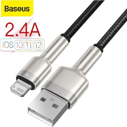 Baseus 2.4A USB Cable For iphone 12 Pro Max Fast Charging Type C Metal Data Mobile Phone Cable for iPhone USB Cable