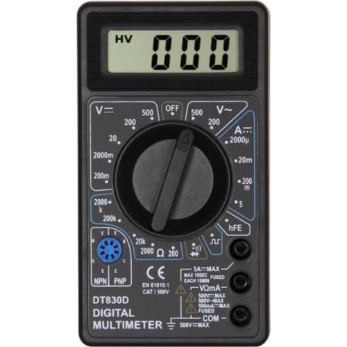 Digital Voltmeter Ammeter Buzzer Overload protection Safety Probe LCD AC/DC Ohmmeter Multimeter Tester DT830D Meter 20%off