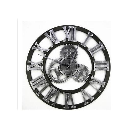 Decor Watches Gear Wall Mute American Continental Retro Clock LOFT art clock living room decoration personality Industrial Gear
