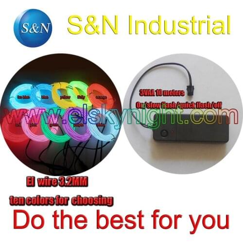 Diameter 3.2MM el wire 10 meters+3VAA 10 M el inverter+free shipping