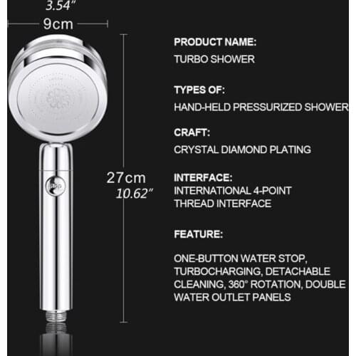 Shower Head 360 Degrees Rotating Double-Sided Turbocharged Shower Head With Switch On/Off Button Easy Install Handheld