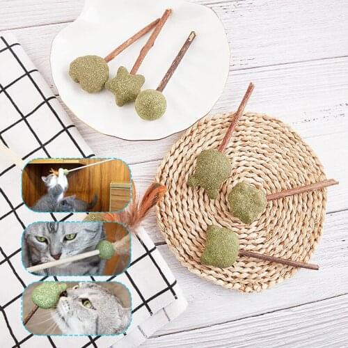 Catnip Cat Toy Pet Kitten Chewing toy herbe a chat Lollipop Silvervine Ball