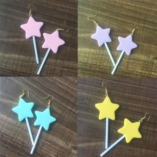 Heart Star Mice Round Lollipop Earrings Cute Candy Dangle Earrings for Women and Girls Resin Heart Earrings 80s 90s Earrings