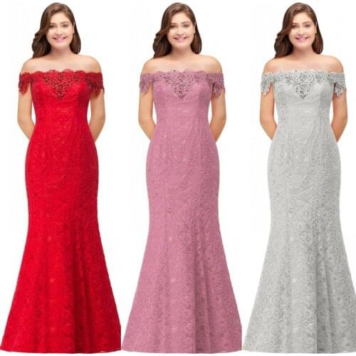 Lace Plus Size Long Mermaid Bridesmaid Dresses 2020 Blush Wedding Party Guest Gown Elegant Off The Shoulder vestido madrinha