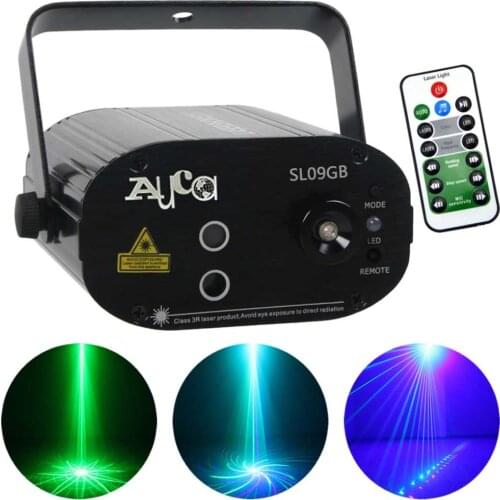 Mini Green Blue 9 Pattern Laser Projector Lights 3W Blove LED Mixing Effect Disco DJ Party Home Wedding Show Stage Lighting 09GB