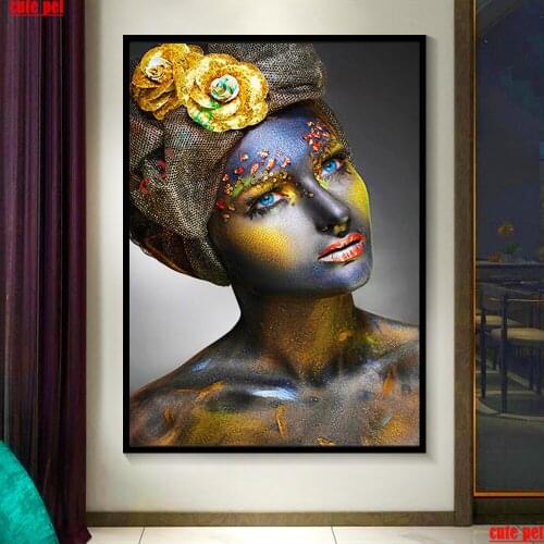 Cute pet 5d Diamond Painting Artistic black girl rhinestone painting Mosaic pattern square round diamond cross stitch decoration