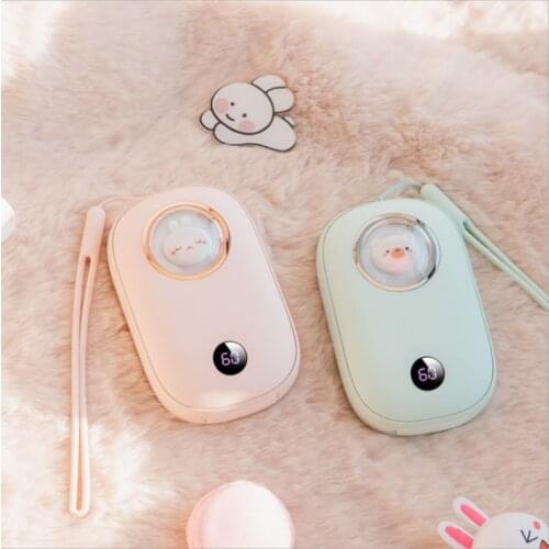 Digital Display Cute Heater Hand Warmer Pad USB Rechargeable Temperature Control Power Bank Double-Sided Heating Heater Warm