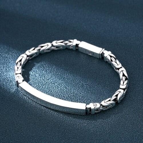 S925 pure silver jewelry silver retro fashion shirt mens domineering peace lines fitting paragraph man Bracelet