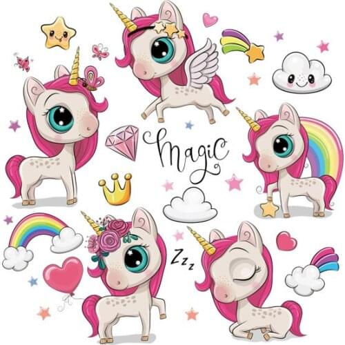 Set Unicorn Queen Iron On Patches For Clothing DIY A-level Washable Thermal Transfers Sticker On Clothes T-shirt Jeans Applique