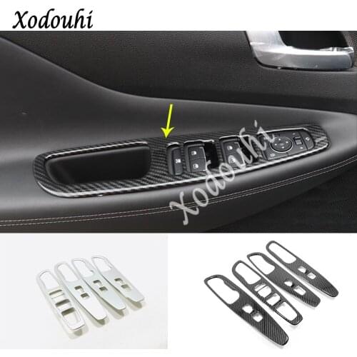 Car Sticker Cover Handrail Armrest Door Window Glass Switch Panel Trim Frame Molding 4pcs For Hyundai Santa Fe SantaFe 2019 2020