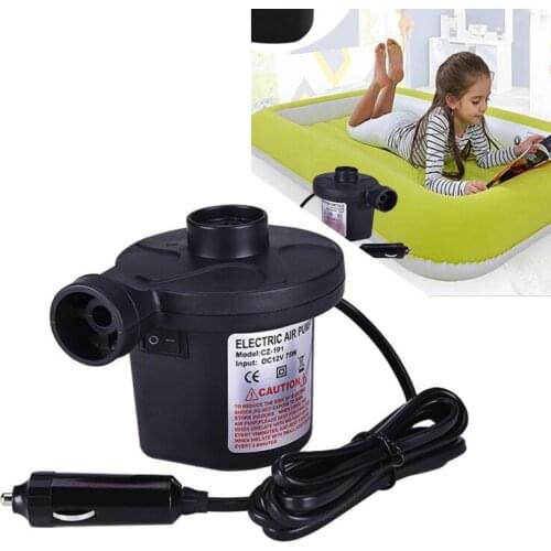 Electric Air Pump Inflate Deflate Pumps Car Inflator Electropump With 3 Nozzles Adaptors For Air Bed Boat Raft Mattress