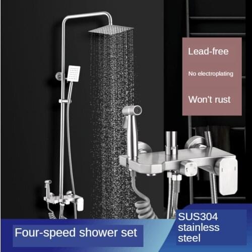 New Bathroom Shower Head In Wall Simple Stainless Steel Shower Head Shower Set Fashion Household Pressurized Shower Bathroom Set