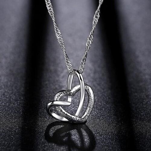 Necklace Pendant For Women Double Heart Elegant Lady Heart Pendant Party Gift Frosted Heart Necklace