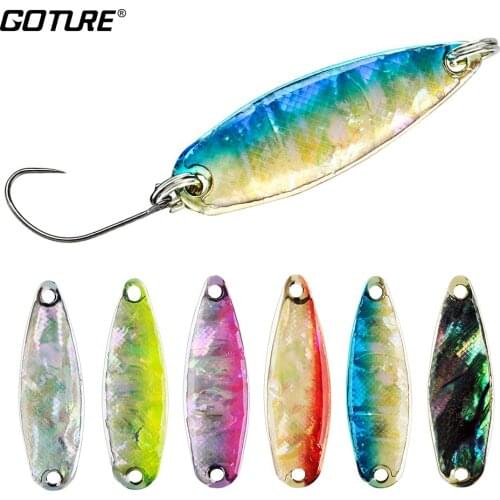 Goture New Micro Fishing Spoon Lure Spinner Hard Artificial Bait for Trout Perch Fishing, 2pcs/pack, 3cm 2.8g or 3.5cm 4g
