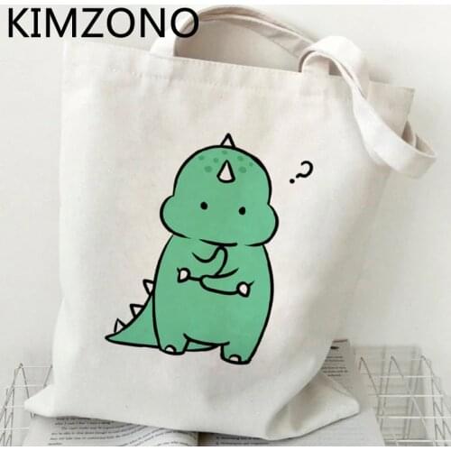Dinosaur shopping bag jute bag grocery cotton reusable bolsa shopping bag fabric bolsa compra net custom